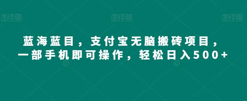 蓝海蓝目，支付宝无脑搬砖项目，一部手机即可操作，轻松日入500+-皮皮网创