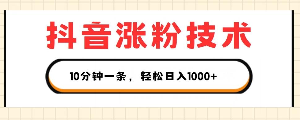 抖音涨粉技术，1个视频涨500粉，10分钟一个，3种变现方式，轻松日入1K+【揭秘】-皮皮网创