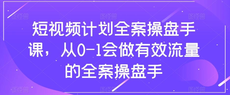 短视频计划全案操盘手课，从0-1会做有效流量的全案操盘手-皮皮网创