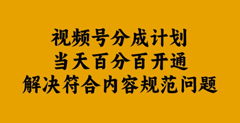 视频号分成计划当天百分百开通解决符合内容规范问题【揭秘】-皮皮网创