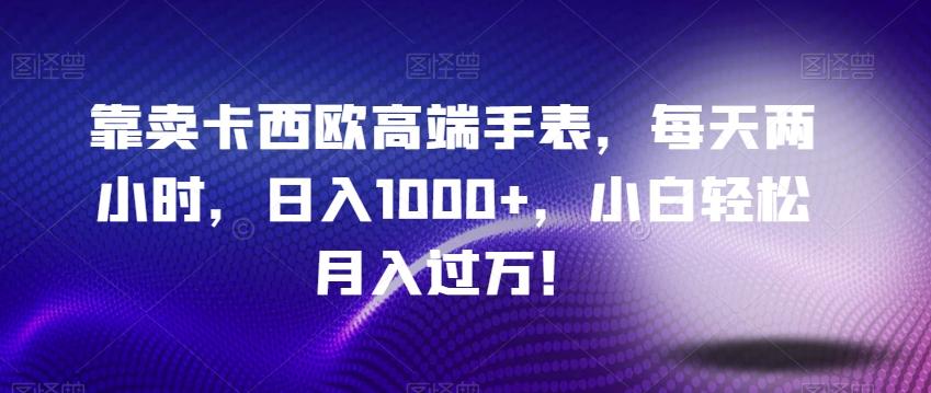 靠卖卡西欧高端手表，每天两小时，日入1000+，小白轻松月入过万！-皮皮网创