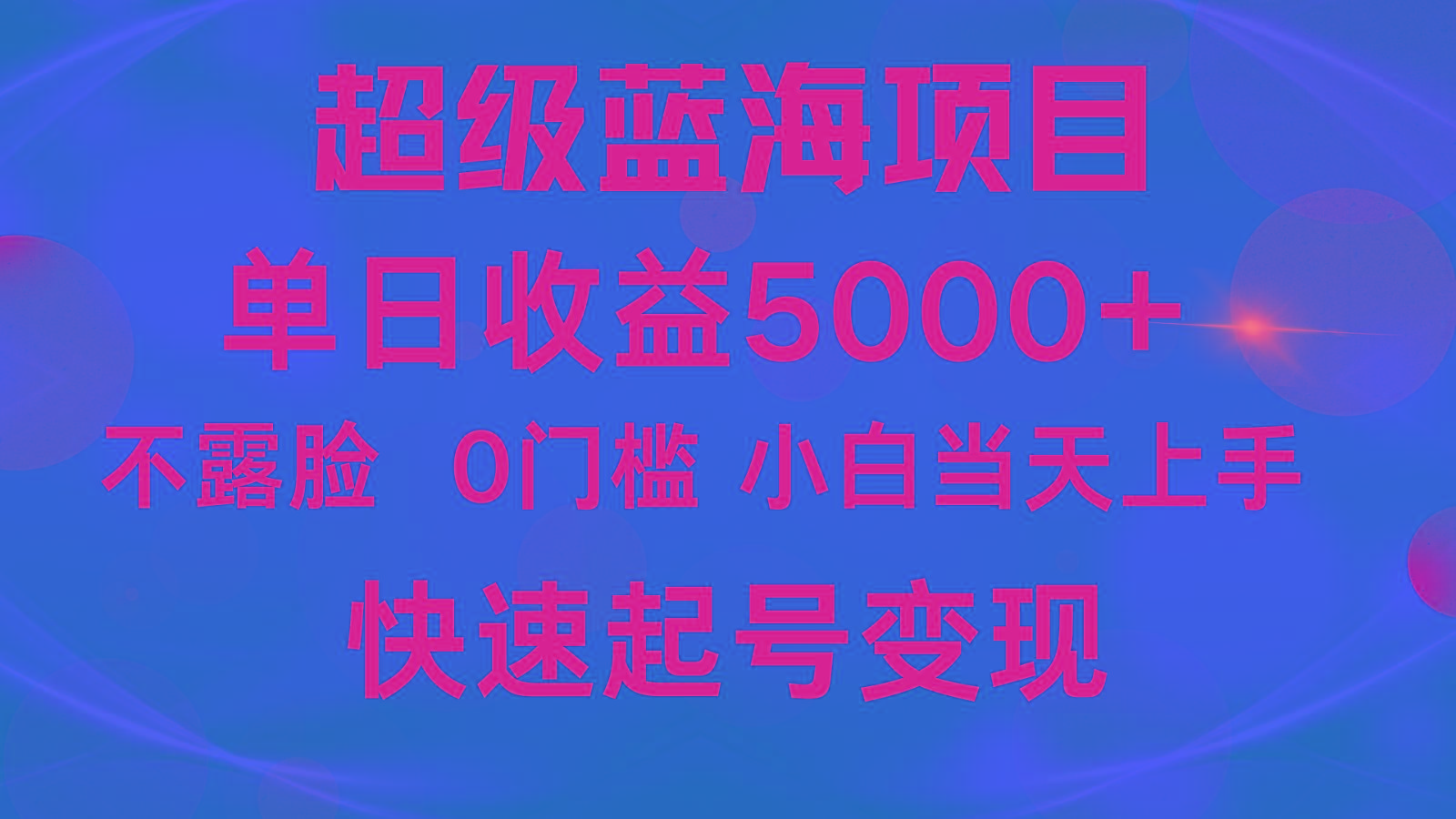 2024超级蓝海项目 单日收益5000+ 不露脸小游戏直播，小白当天上手，快手起号变现-皮皮网创