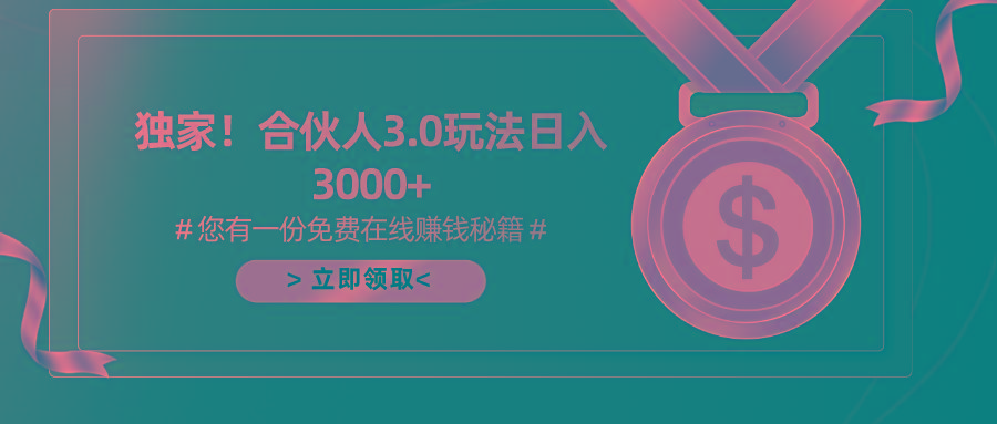 游戏合伙人3.0，日入3000+，无限扩大的蓝海项目-皮皮网创