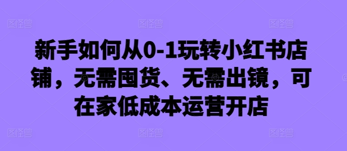 新手如何从0-1玩转小红书店铺，无需囤货、无需出镜，可在家低成本运营开店-皮皮网创