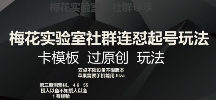 梅花实验室社群连怼起号玩法，卡模板过原创玩法【揭秘】-皮皮网创
