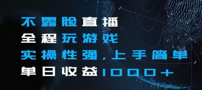 不露脸直播全程玩游戏，实操性强，上手简单，单日收益1000+【揭秘】-皮皮网创