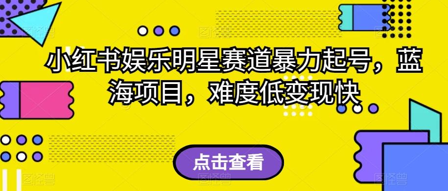 小红书娱乐明星赛道暴力起号，蓝海项目，难度低变现快【揭秘】-皮皮网创