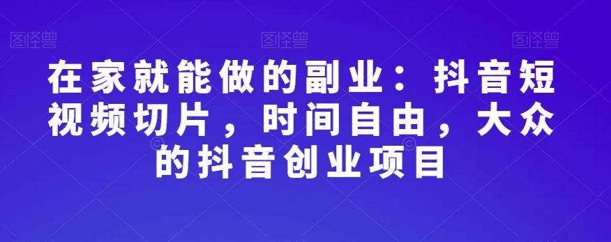 在家就能做的副业：抖音短视频切片，时间自由，大众的抖音创业项目-皮皮网创