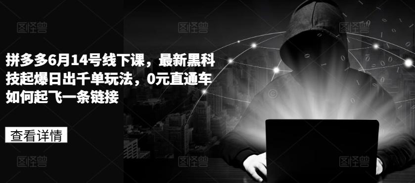 拼多多6月14号线下课，最新黑科技起爆日出千单玩法，0元直通车如何起飞一条链接-皮皮网创