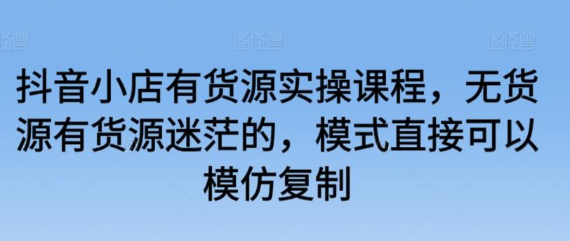 抖音小店有货源实操课程，无货源有货源迷茫的，模式直接可以模仿复制-皮皮网创