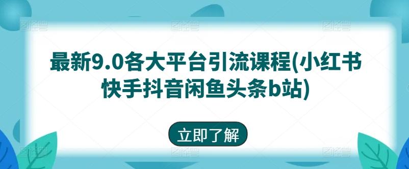 最新9.0各大平台引流课程(小红书快手抖音闲鱼头条b站)-皮皮网创