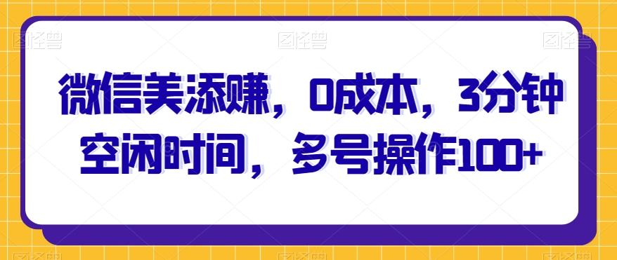 微信美添赚，0成本，3分钟空闲时间，多号操作100+-皮皮网创