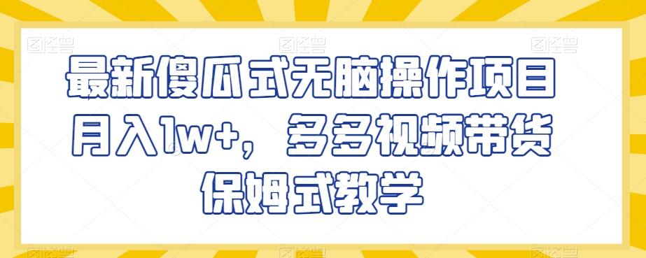 最新傻瓜式无脑操作项目月入1w+，多多视频带货保姆式教学【揭秘】-皮皮网创