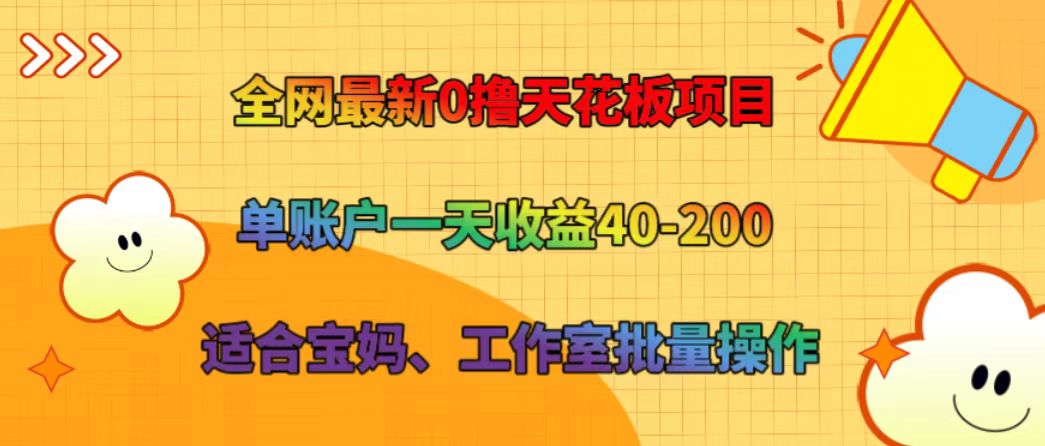全网最新0撸天花板项目 单账户一天收益40-200 适合宝妈、工作室批量操作-皮皮网创