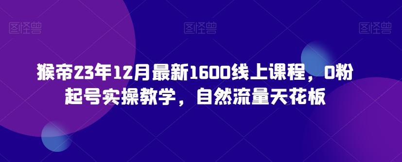 猴帝23年12月最新1600线上课程，0粉起号实操教学，自然流量天花板-皮皮网创