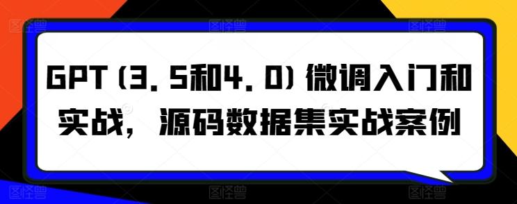 GPT(3.5和4.0)微调入门和实战，源码数据集实战案例-皮皮网创