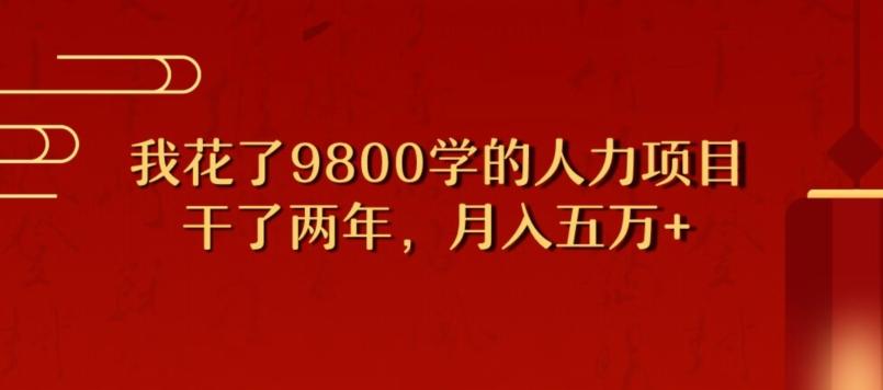 我花了9800学习，干了两年赚了70万的人力项目-皮皮网创