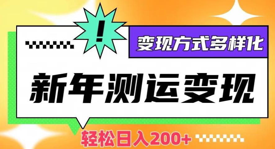 新年运势测试变现，日入200+，几分钟一条作品，变现方式多样化【揭秘】-皮皮网创