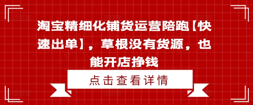 淘宝精细化铺货运营陪跑【快速出单】，草根没有货源，也能开店挣钱-皮皮网创