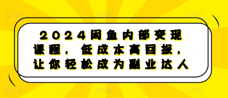2024闲鱼内部变现课程，低成本高回报，让你轻松成为副业达人-皮皮网创