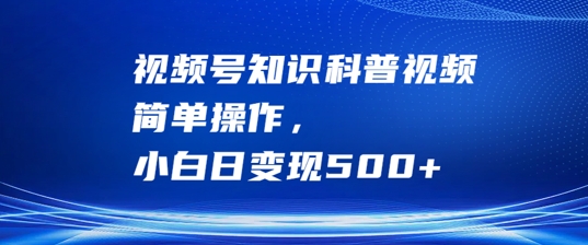视频号知识科普视频，简单操作，小白日变现500+【揭秘】-皮皮网创