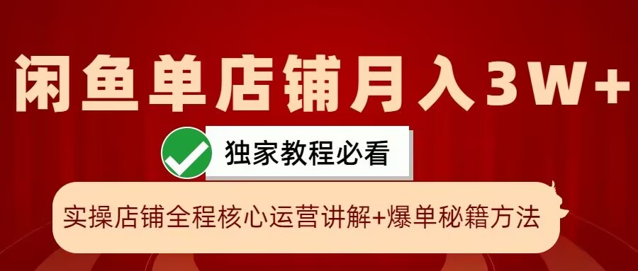 闲鱼单店铺月入3W+实操展示，爆单核心秘籍，一学就会【揭秘】-皮皮网创