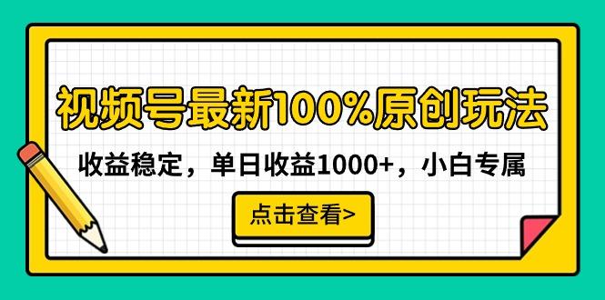 视频号最新100%原创玩法，收益稳定，单日收益1000+，小白专属-皮皮网创