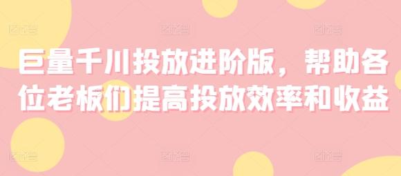 巨量千川投放进阶版，帮助各位老板们提高投放效率和收益-皮皮网创