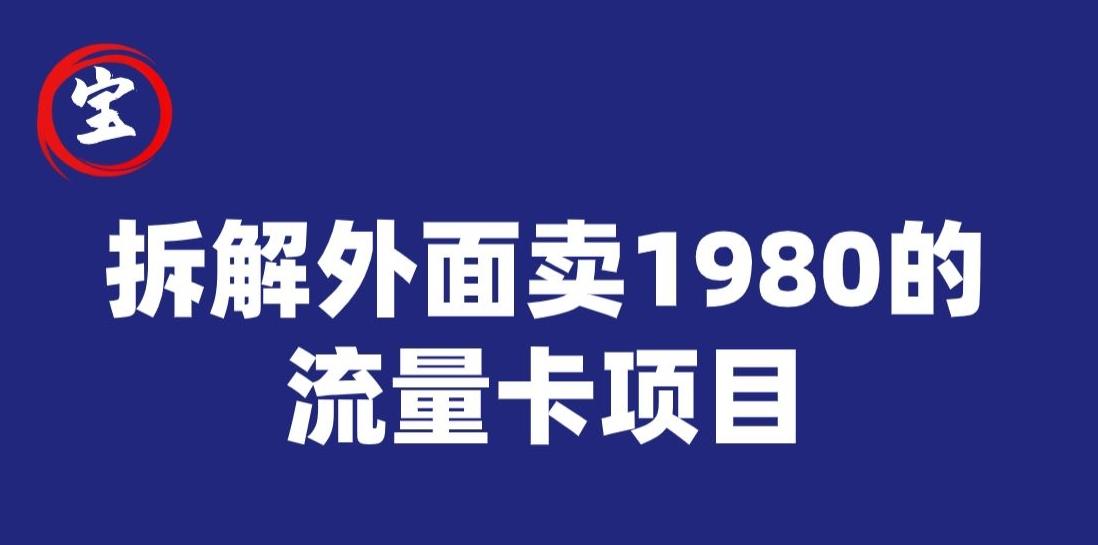 宝哥拆解外面卖1980手机流量卡项目，0成本无脑推广-皮皮网创