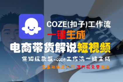 COZE(扣子)工作流一键生成电商带货解说短视频，保姆级教程，0基础快手入门-皮皮网创