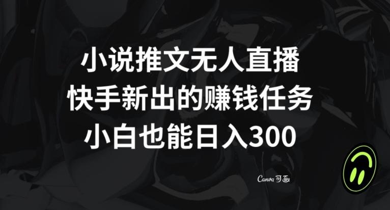 小说推文无人直播，快手新出的赚钱任务，小白也能日入300+【揭秘】-皮皮网创
