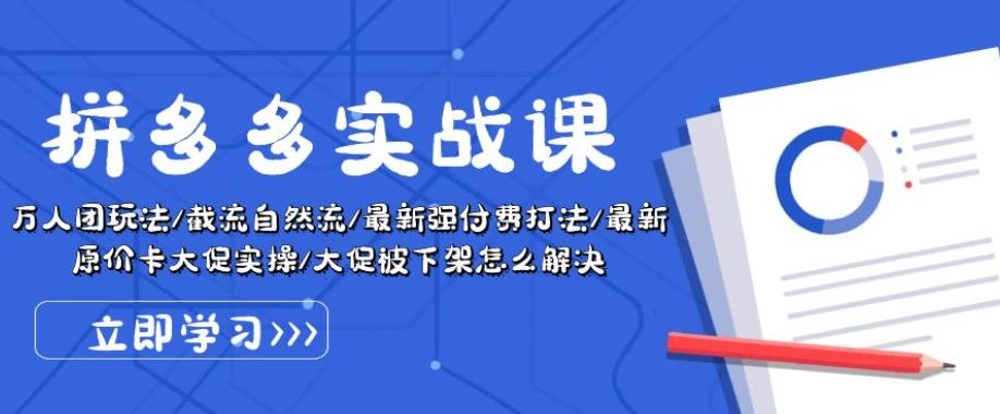 拼多多实战课：万人团玩法/截流自然流/最新强付费打法/最新原价卡大促..-皮皮网创