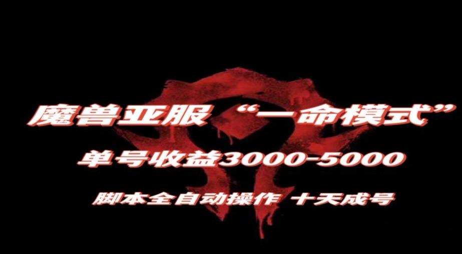 魔兽亚服一命模式，10天成号-单号3千-5千，脚本全自动操作，保姆级教学【揭秘】-皮皮网创