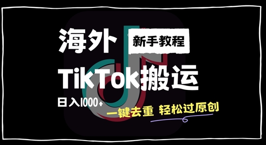 2024最新海外TikTok搬运玩法，一键去重轻松过原创，新手无经验也能日入1k【揭秘】-皮皮网创