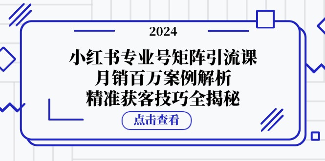 小红书专业号矩阵引流课，月销百万案例解析，精准获客技巧全揭秘-皮皮网创