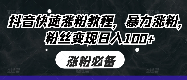 抖音快速涨粉教程，暴力涨粉，粉丝变现日入100+-皮皮网创