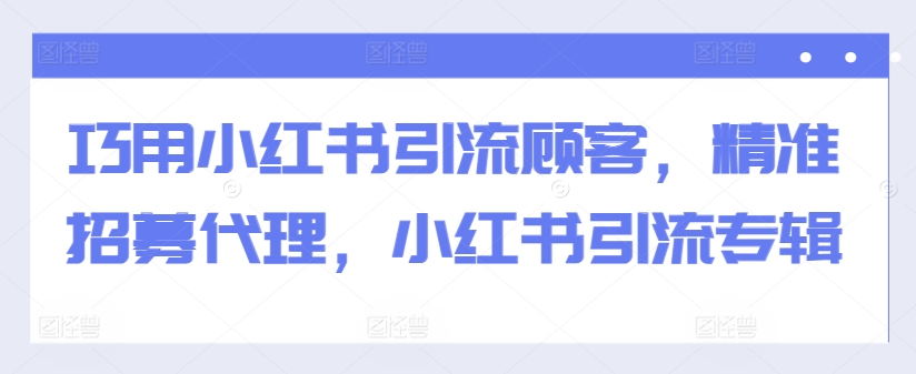 巧用小红书引流顾客，精准招募代理，小红书引流专辑-皮皮网创
