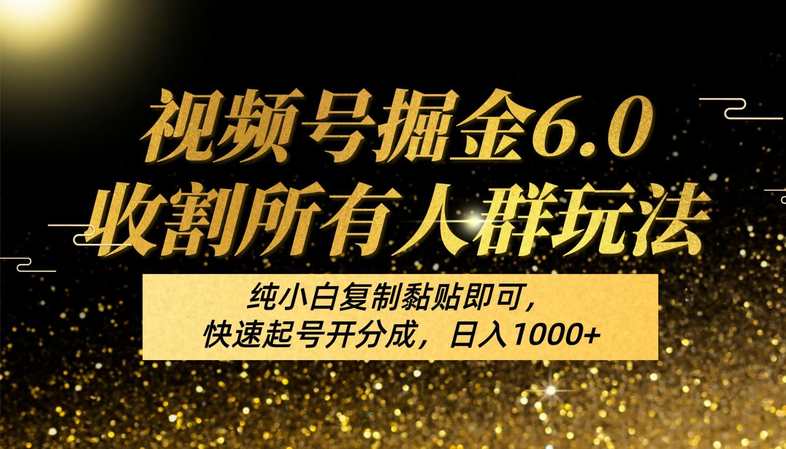 视频号掘金6.0收割所有人群玩法！纯小白复制黏贴即可，快速起号开分成，日入1000+-皮皮网创