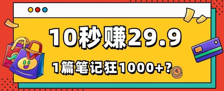 她，靠1个软件，10秒赚29.9元，1篇笔记狂赚1000+？-皮皮网创