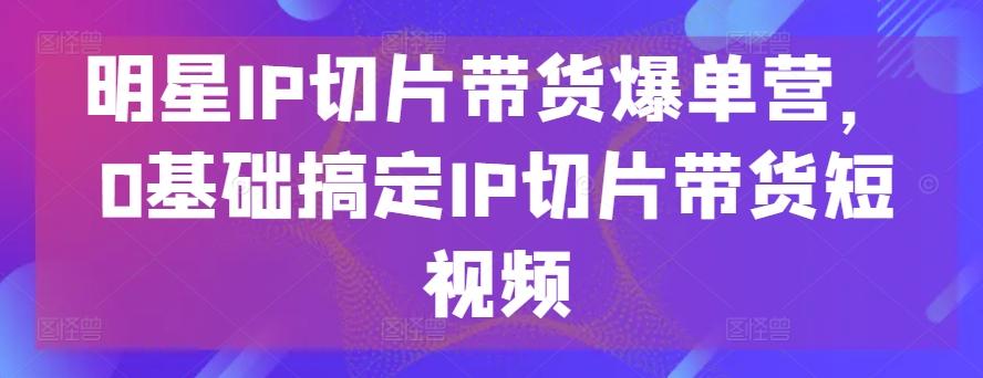 明星IP切片带货爆单营，0基础搞定IP切片带货短视频-皮皮网创