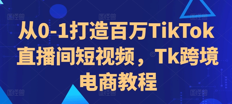 从0-1打造百万TikTok直播间短视频，Tk跨境电商教程-皮皮网创