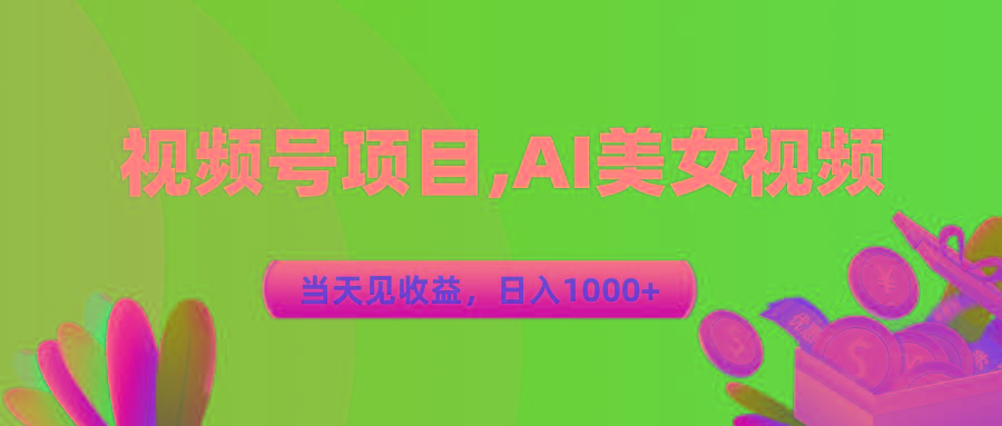 视频号蓝海项目,AI美女视频，当天见收益，日入1000+-皮皮网创