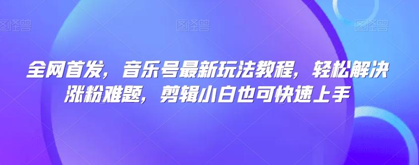 全网首发，音乐号最新玩法教程，轻松解决涨粉难题，剪辑小白也可快速上手-皮皮网创