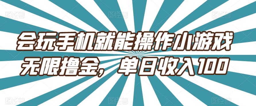 会玩手机就能操作小游戏无限撸金，单日收入100-皮皮网创