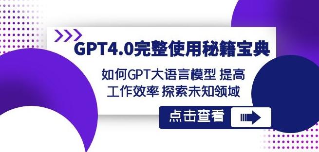GPT4.0完整使用-秘籍宝典：如何GPT大语言模型提高工作效率探索未知领域-皮皮网创