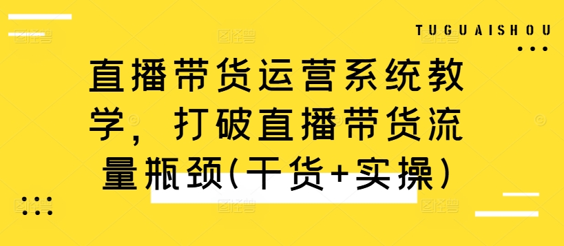 直播带货运营系统教学，打破直播带货流量瓶颈(干货+实操)-皮皮网创