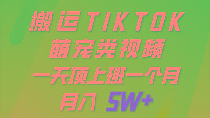 (9931期)一键搬运TIKTOK萌宠类视频 一部手机即可操作 所有平台均可发布 轻松月入5W+-皮皮网创
