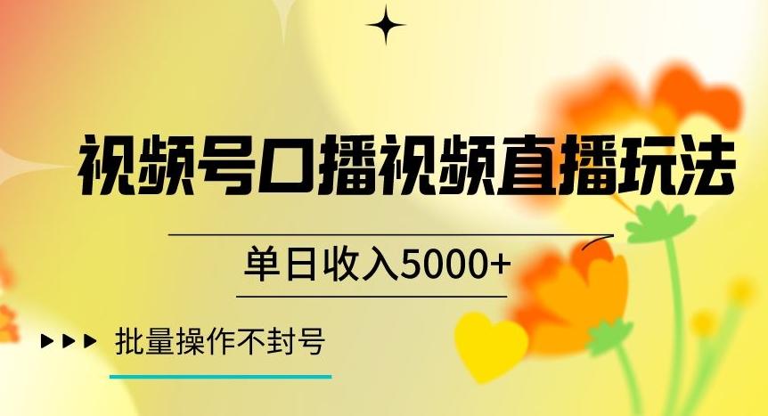 视频号囗播视频直播玩法，单日收入5000+，批量操作不封号【揭秘】-皮皮网创