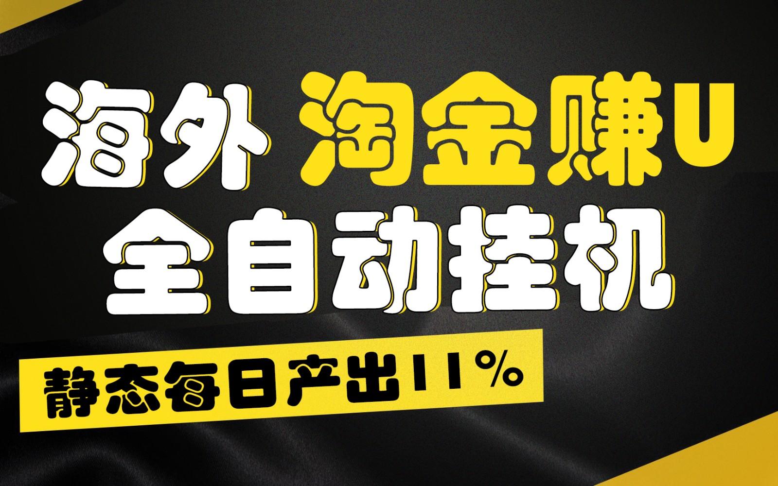 海外淘金赚U，全自动挂机，静态每日产出11%，拉新收益无上限，轻松日入1万+-皮皮网创