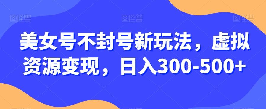 美女号不封号新玩法，虚拟资源变现，日入300-500+-皮皮网创